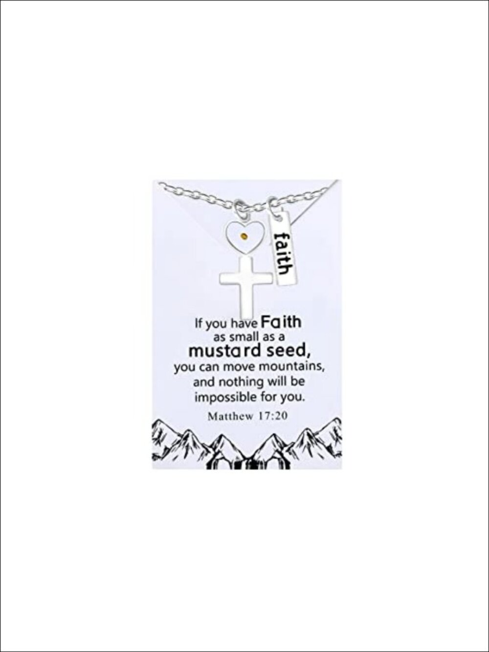 Stainless Steel Mustard Seed Pendant Necklace Christian Faith Baptism Gift